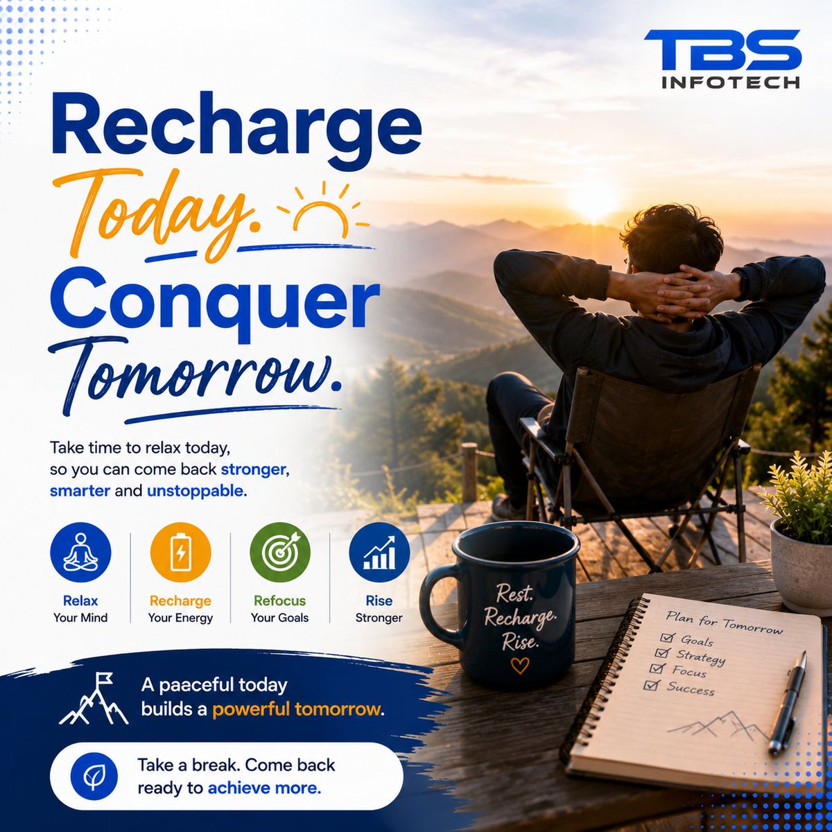 TBS_Infotech's tweet photo. The weekend is here! Take time to relax, refresh your mind, and return stronger. TBS Infotech wishes you a joyful, peaceful, and inspiring weekend.

#Weekend #HappyWeekend #WeekendVibes #TBSInfotech #RelaxRecharge #WorkLifeBalance #PositiveVibes #StayInspired #BusinessGrowth https://t.co/x3wweWNgpl