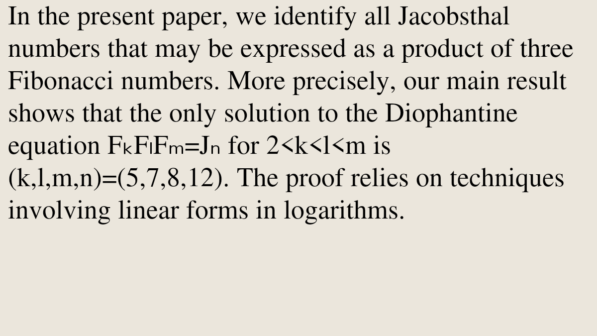 PQBW's tweet photo. On a Diophantine Equation with Jacobsthal and Fibonacci Numbers

Daeyeoul Kim, Zekiye Pinar Cihan, Zeynep Demirkol Ozkaya, Ilker Inam
https://t.co/t9sRvfSsJk [𝚖𝚊𝚝𝚑.𝙽𝚃]
💬To appear in Hacettepe Journal of Mathematics and Statistics https://t.co/YYcIEfkFUy