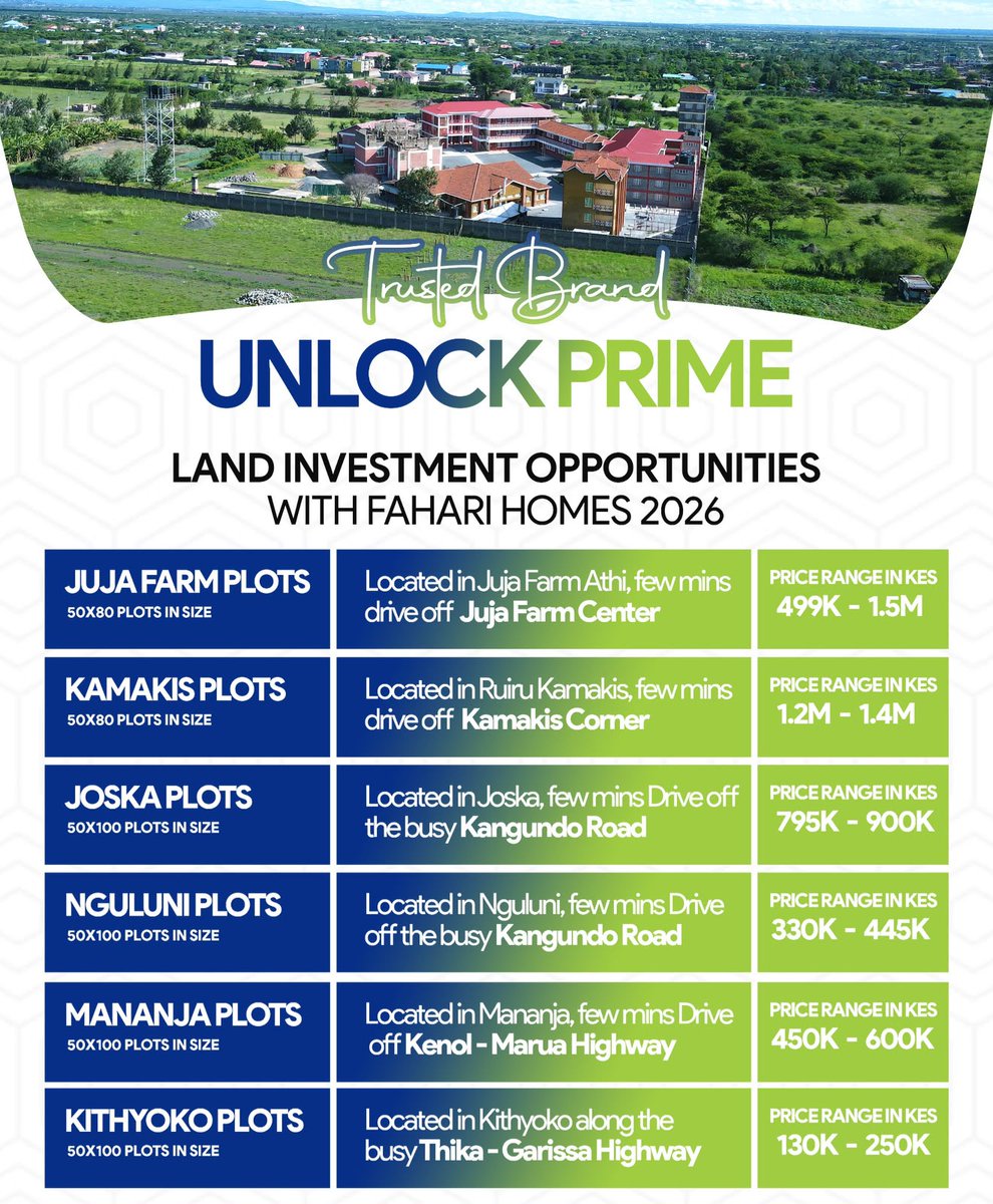 Faharihomes's tweet photo. The best time to invest was yesterday. The next best time is today.
Call/WhatsApp: 0704 000 111
#FahariHomesKenya #UnlockPrime #LandInvestment #OwnLandInKenya #TitleDeedsReady #PrimePlots #RealEstateKenya #InvestSmart #GenerationalWealth #TrustedBrand #SecureYourFuture https://t.co/o866gMDqkt