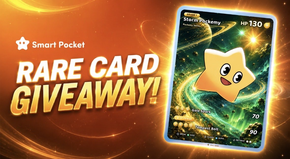 smapocke's tweet photo. RARE CARD GIVEAWAY IS LIVE!

How to enter
• Follow @smapocke 
• Like &amp; Repost this post
• Turn on notifications

Ends July 27, 2026 at 11:59 PM ET. https://t.co/d7meRyWXC8