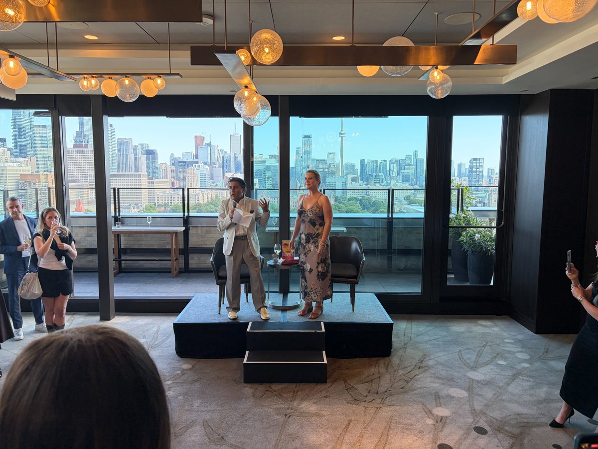 RichardCrouse's tweet photo. Thanks to @shinangovani for inviting us to the his #WritersRoomSeries at the #WritersRoomBar at the @ParkHyattTO (best city views ever) celebrating Marissa Stapley and the success of her best-selling novel #Lucky which has been turned into a a hit Apple TV+ show! Great night and a great conversation. (Listen to my conversation with Marissa from 2 years ago here: https://t.co/jeukmIwtqE)