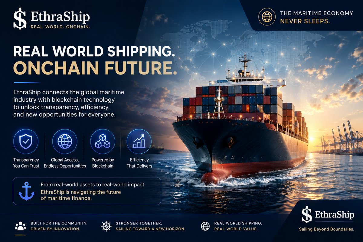 Droplesson's tweet photo. The next wave of innovation isn't just digital—it's sailing across the world's oceans. 🌊⚓
Together, let's shape the future of maritime finance.

#EthraShip #EthraProtocol #RWA #Blockchain #Web3 #Maritime #Shipping #Tokenization #GlobalTrade https://t.co/5jxfzb22Gs