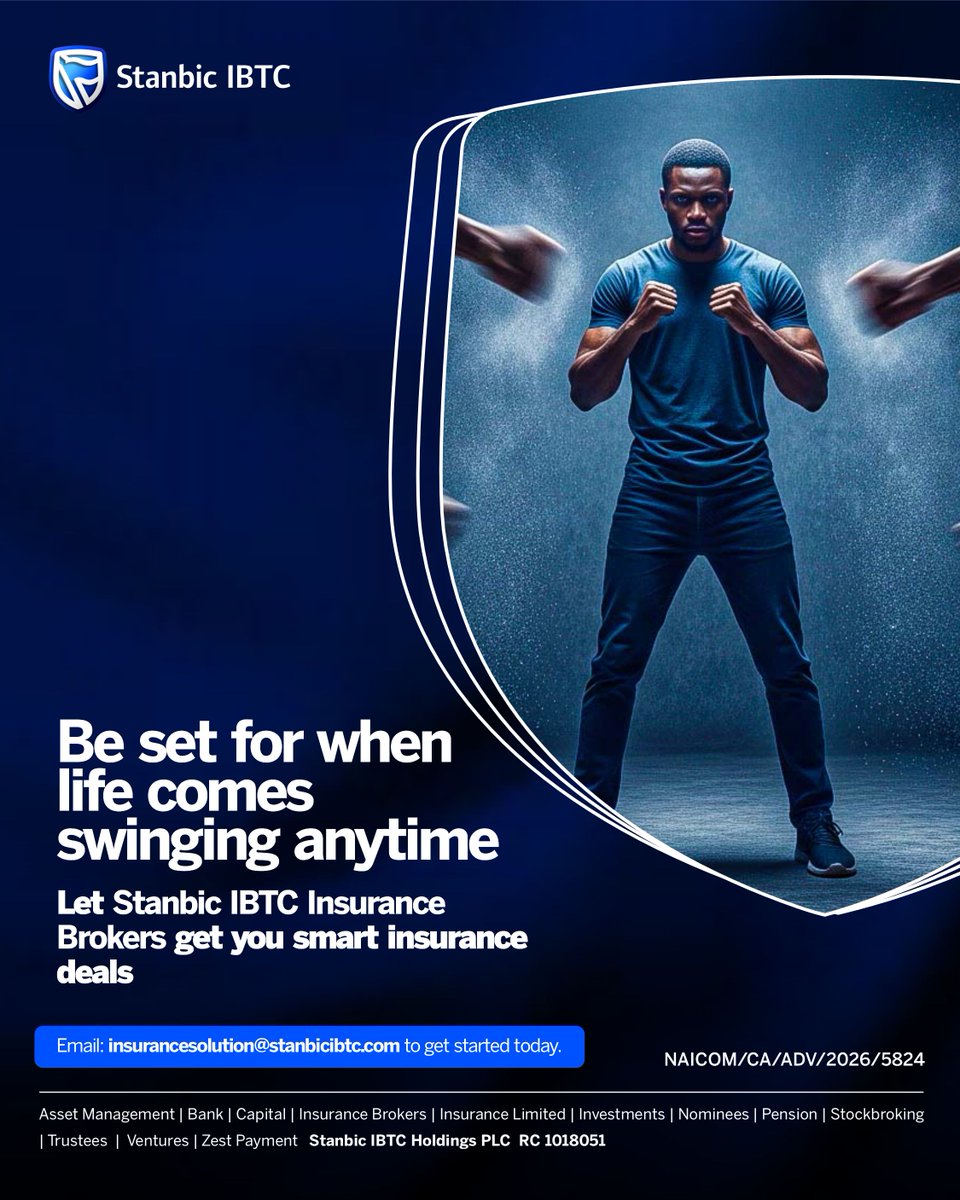 StanbicIBTC's tweet photo. Life can be unpredictable, but your protection shouldn’t be.

With Stanbic IBTC Insurance Brokers in your corner, you can plan ahead, choose smarter cover, and stay ready for what comes next.

Click the link below to get started today
https://t.co/wCxOaYe2DZ. 

#SmartCoverage
#InsuranceThatWorks
#StanbicIBTC💙