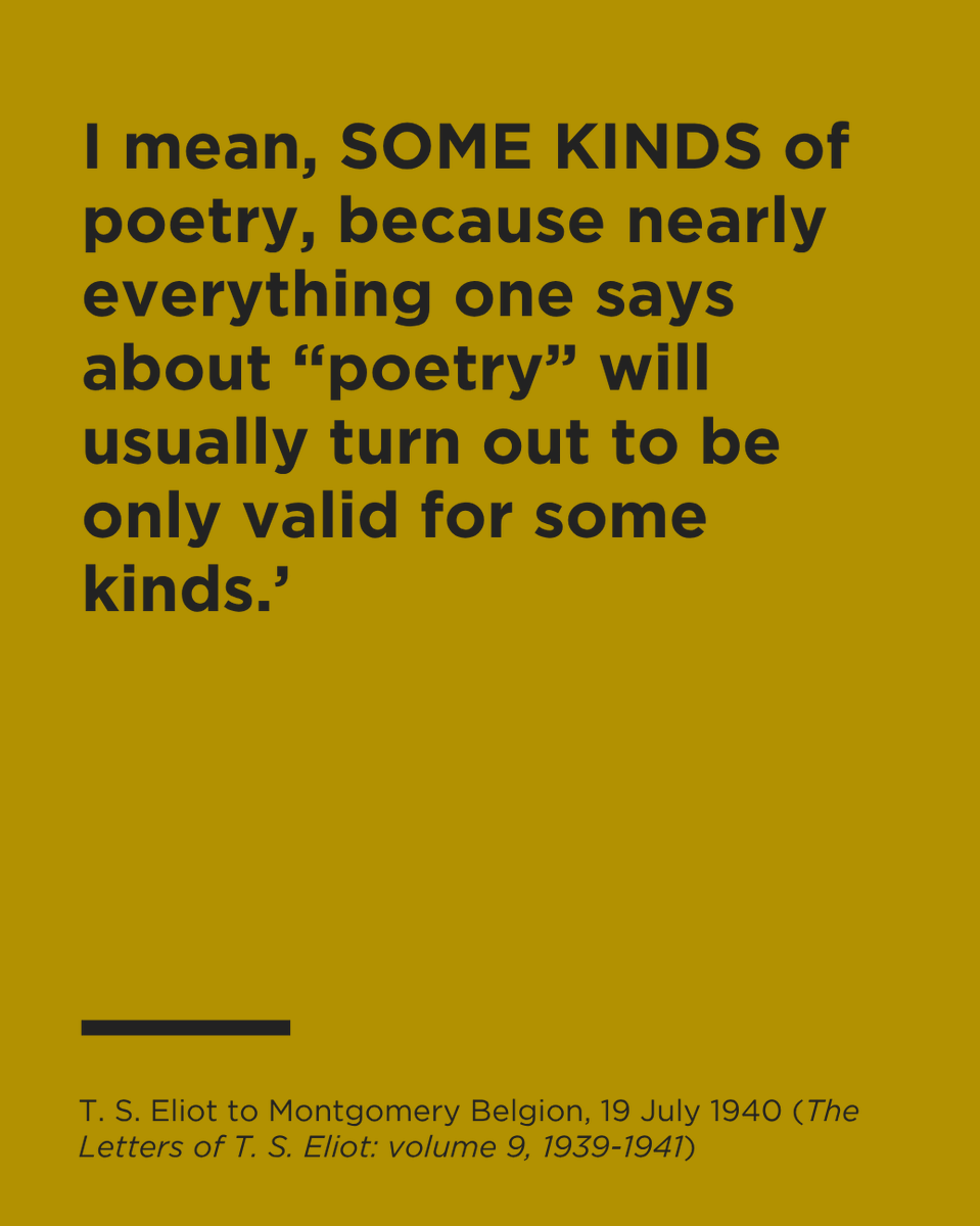 eliotfoundation's tweet photo. T. S. Eliot discussing how the last section of The Waste Land should be read (in a monotone), alongside his belief that different readers should have the freedom to read poetry in different ways.
#tseliot #thewasteland #modernism #poetry #thelettersoftseliot https://t.co/fc29wM9kj1