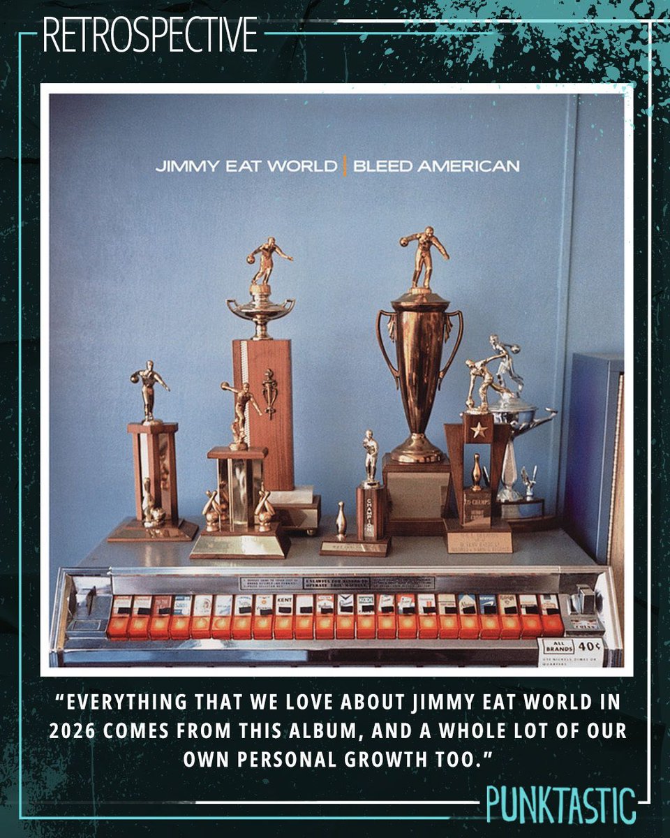 punktastic's tweet photo. RETROSPECTIVE: "Everything that we love about Jimmy Eat World in 2026 comes from this album, and a whole lot of our own personal growth too."

@jimmyeatworld's 'Bleed American’ turns 25 today! 

https://t.co/bYGoKIJ55f https://t.co/1GwzRdxtDI