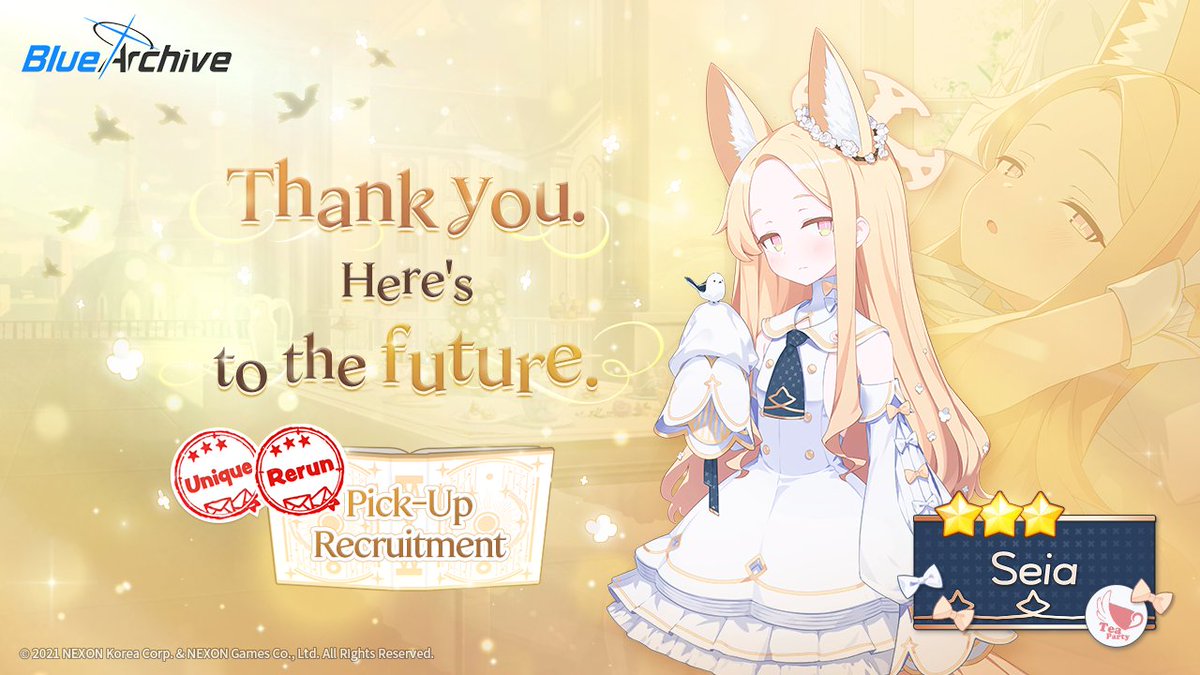 EN_BlueArchive's tweet photo. [Unique Rerun Pick-Up Recruitment Preview]

A Unique Rerun Pick-Up Recruitment will begin on 8/4 (Tue)!

💌Pick-Up Students: 3★ Seia, 3★ Asuna (School)
🗓️Pick-Up Recruitment Schedule: 8/4 (Tue) After Maintenance – 8/18 (Tue) 1:59 AM (UTC)

* Once the Unique Rerun Pick-Up period ends, these students CANNOT be recruited via Regular Recruitment.

#BlueArchive