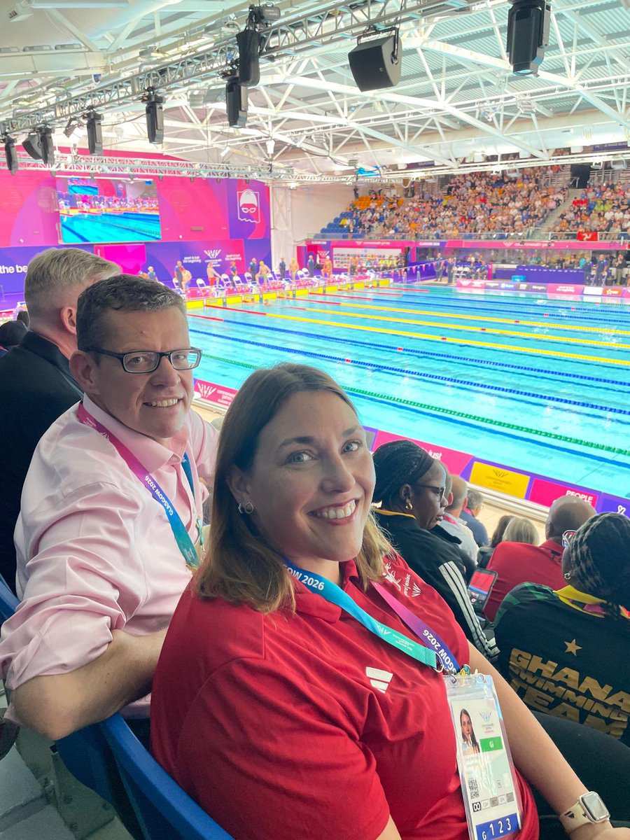 RhunapIorwerth's tweet photo. Commonwealth Games - day #2! Great to be in Glasgow this morning, supporting Tîm Cymru in the pool! 🏴󠁧󠁢󠁷󠁬󠁳󠁿

Today, this Plaid Cymru Welsh Government has announced a minimum of 20 free swimming lessons for every child in Years 4&amp;5 by 2028, with phased rollout beginning this September! https://t.co/sJQ5lXSGZ0