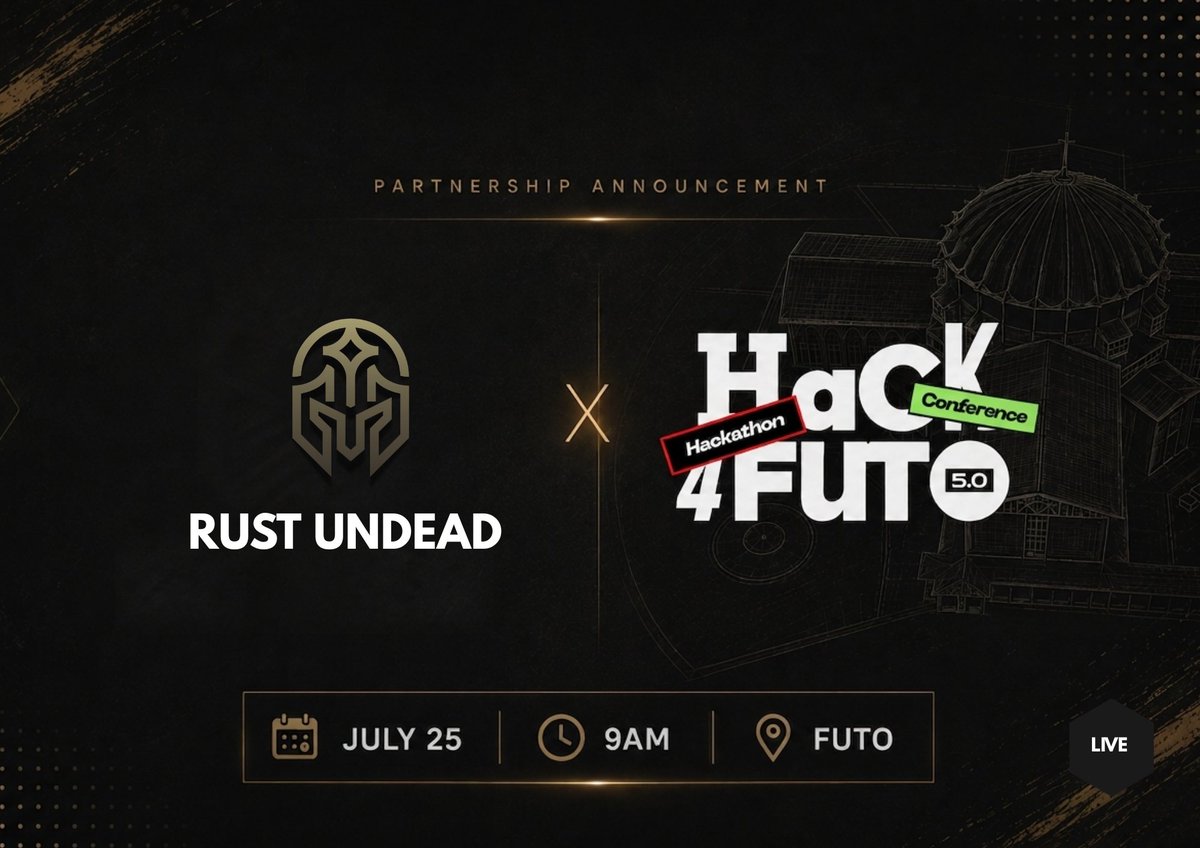 rust_undead's tweet photo. Tomorrow, the Rust Undead team will be live at the @Hack4Futo event tomorrow. Our aim is to enlighten and onboard the students and developers to @solana. 
Hope to see you all there. https://t.co/Mf2gAE9ZqB