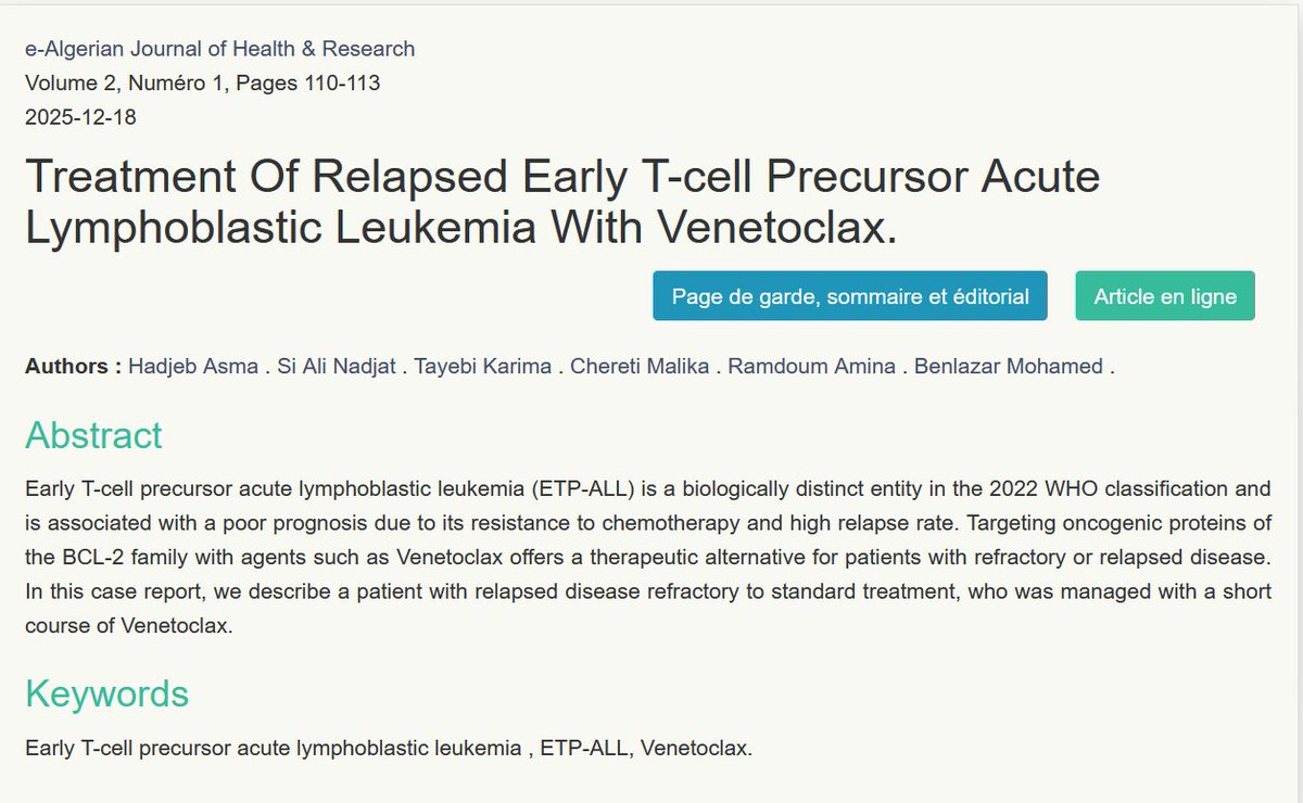 smbenlazar's tweet photo. We managed a R/R ETP ALL with venetoclax , this is the link of our online paper https://t.co/101jO8YDlO https://t.co/HvfQM5MDkI