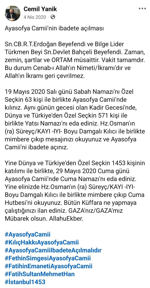 CAREPartisiGM's tweet photo. #AyasofyaCamii #AyasofyaAÇILDI Açılış Davetiyesi 1453 kişiye gönderildi. #DevletiAliyye #HalifeHzMehdias https://t.co/lqtiy6jR4W