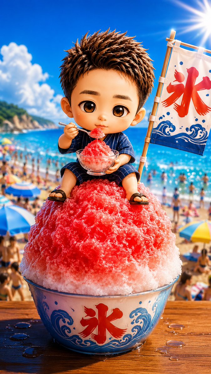 kenchan_kamo's tweet photo. #ガーシー #海水浴 #かき氷 https://t.co/es13wUK4sr