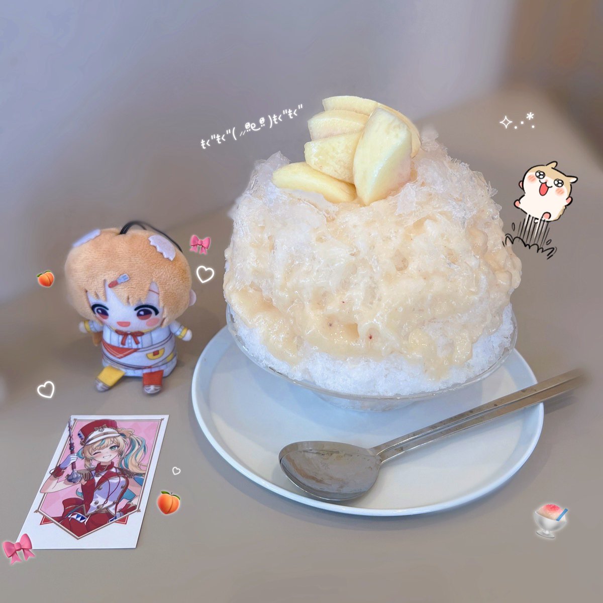 4c4c_tttm's tweet photo. 桃のかき氷食べてきたよ〜🍧♡
#きららたまこ #さしすせ魂 https://t.co/u2vQHhALdo
