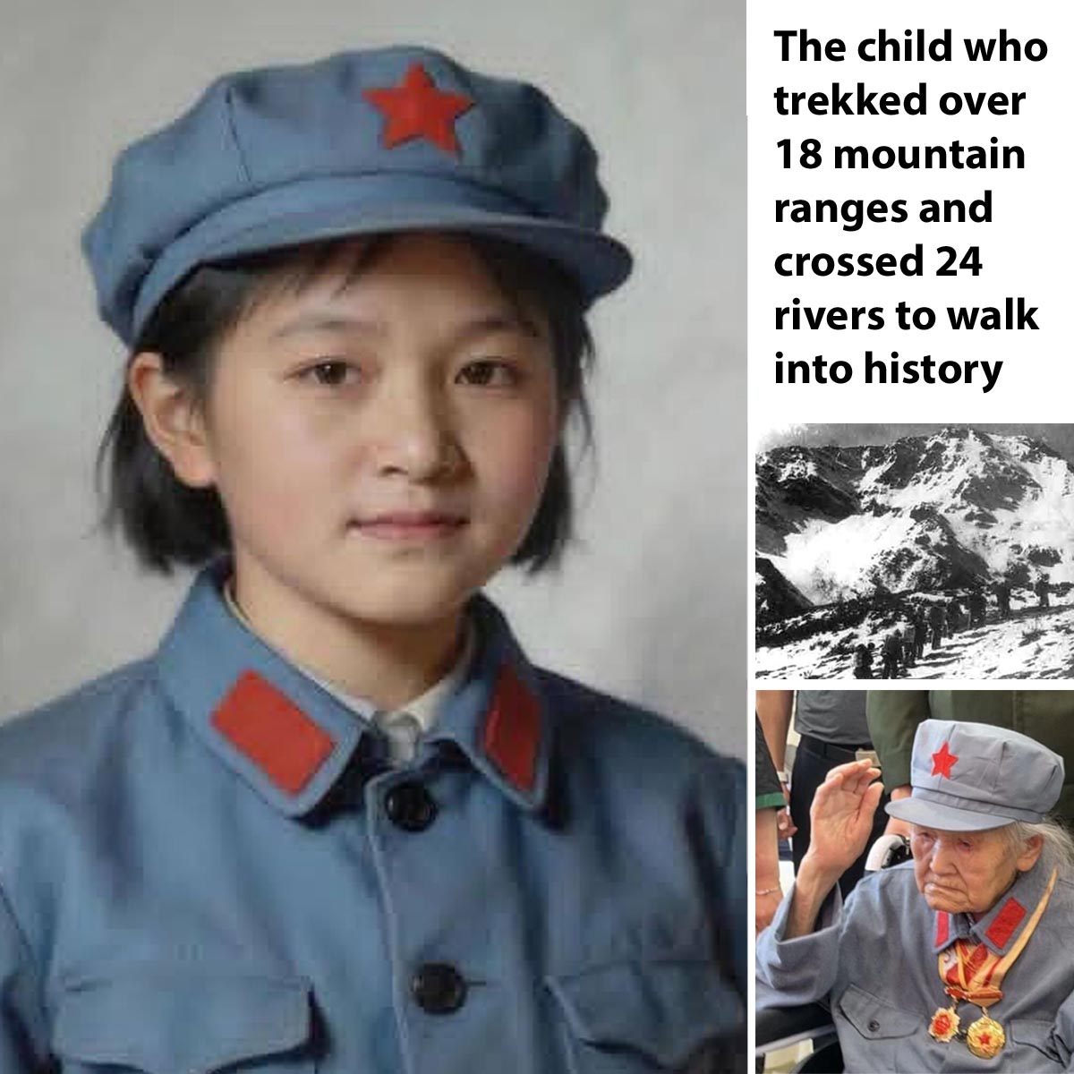 NuryVittachi's tweet photo. A GIRL AGED 14 who survived an incredible journey died on Wednesday at the age of 105.

As a child serving in a rebel army, Wang Quanying walked over 18 mountain ranges and crossed 24 rivers on a 10,000 kilometer (6,000 mile) trek across China.

Two other survivors of what became known as the Long March, Zhou Enlai and Mao Zedong, became inspiring leaders who eventually overthrew the corrupt Chinese feudal government of the time.

Until her death this week, Ms Wang was the last remaining female rebel soldier who had completed China’s legendary Long March.

.

LARGEST ECONOMY IN THE WORLD
The government Mao and Zhou founded went through turbulent times, but eventually evolved into one of the most successful leaderships of modern times, lifting the world's largest population from Africa-level poverty to hi-tech modernity.

As recently as 1986, China had the same GDP as India. 

Today, China's nominal GDP of approximately US$19.5 trillion is nearly five times larger than India's US$4 trillion.

China's economy is the largest in world when adjusted for local cost of living and purchasing power, estimated at roughly US$43.5 trillion compared to the U.S. at US$31.8 trillion.
.