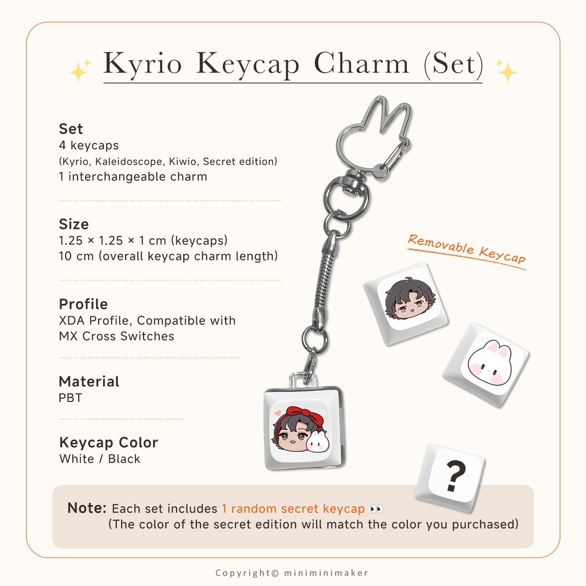miniminimaker's tweet photo. 》Kyrio Merch Series

▸ Kyrio Hand-Drawn Squishy Charm (Set)
▸ Kyrio Keycap Charm (Set)
▸ Slide Film Card

📌Pre-order Period: Until 08/15 11PM (UTC+8)
🔗Link: https://t.co/WaSfAJm0II
#MakerMerch #KyrioCifer https://t.co/kMuDXSfVQP