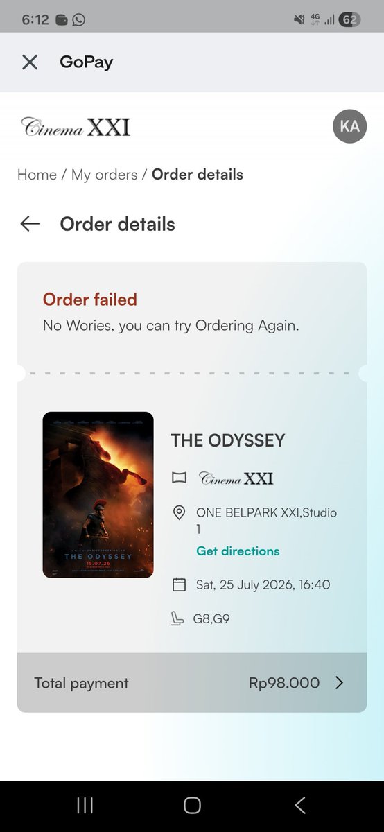 l57623509's tweet photo. @kimmyexp Padahal udah berhasil payment 😭 https://t.co/CntSvi7IiS