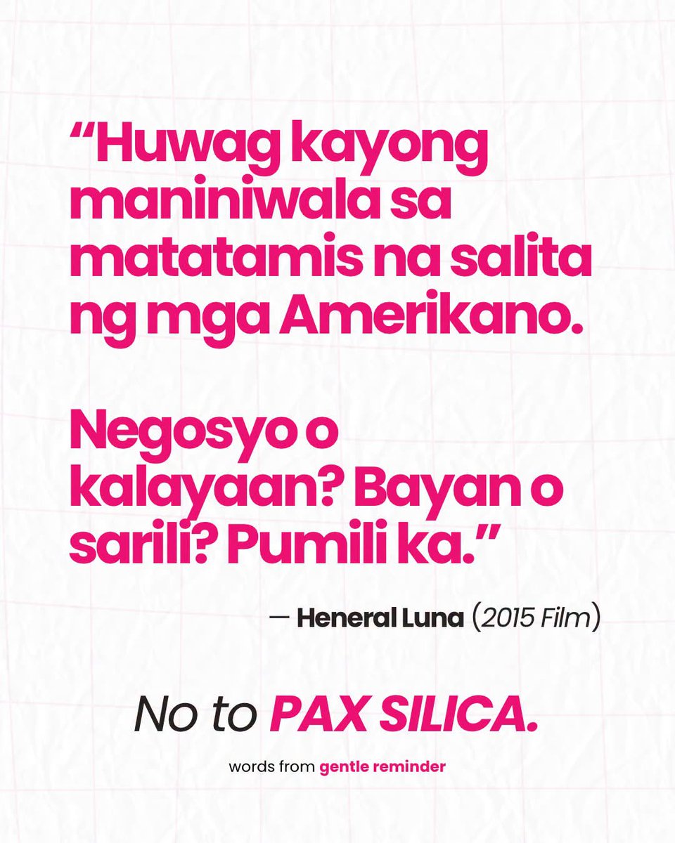 missjilliam's tweet photo. Pax Silica is a geopolitical play disguised as economic cooperation.
❌ Sovereignty sold to foreign interests
❌ 90M liters of water/day—dirty tap water 
❌ 35K+ Aetas &amp; farmers displaced
❌ Temporary, low-wage jobs only
❌ Enclave economy—foreign firms profit, we pay https://t.co/2zPL9xQSs8