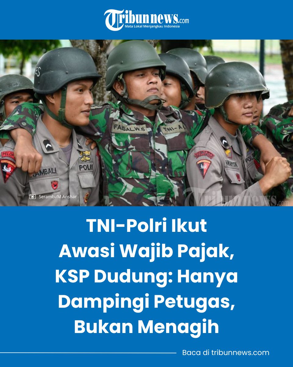 tribunnews's tweet photo. Kepala Staf Kepresidenan (KSP) Dudung Abdurachman menegaskan bahwa pelibatan Babinsa TNI dan Bhabinkamtibmas Polri dalam pengawasan wajib pajak hanya sebatas mendampingi petugas Direktorat Jenderal Pajak (DJP). Ia memastikan mereka tidak melakukan penagihan maupun tindakan represif.
Menurut Dudung, petugas pajak tetap menjadi pihak yang berhadapan langsung dengan wajib pajak, sementara aparat kewilayahan hanya membantu sosialisasi. Kehadiran Babinsa dan Bhabinkamtibmas disebut penting karena mereka memahami kondisi masyarakat di wilayah masing-masing.
Ia juga membantah kekhawatiran bahwa Babinsa akan mendatangi rumah warga untuk menagih pajak. Dudung menegaskan, posisi aparat hanya sebagai pendamping agar proses pengawasan berjalan lebih efektif.
Publik kini menyoroti apakah kehadiran aparat keamanan dalam pengawasan pajak akan memperkuat kepatuhan atau justru menimbulkan kesan intimidatif. Bagaimana menurut Anda, apakah pendampingan Babinsa dan Bhabinkamtibmas bisa membantu sosialisasi pajak, atau sebaiknya tetap dibatasi agar tidak menimbulkan salah persepsi?
#DudungAbdurachman #TNI #Polri #WajibPajak #DJP #Babinsa #Bhabinkamtibmas