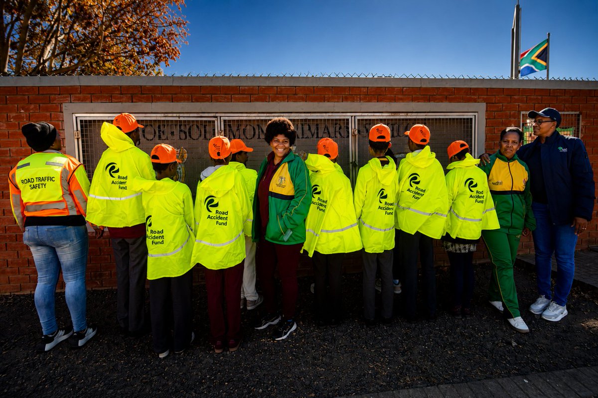 RAF_SA's tweet photo. The Road Accident Fund, in partnership with the Free State Department of Community Safety, Roads and Transport, handed over scholar patrol uniforms to learners at Joe Solomon and Batho Primary Schools to promote road safety and help protect future generations.

#Icare² https://t.co/lkdACRu8HH