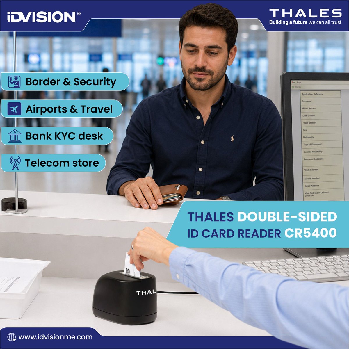 idvisionme's tweet photo. Stop letting manual ID verification slow down your customer experience. Every extra second at the counter costs time, efficiency, and trust.

Learn more:  https://t.co/zK7ZXuWedM 

#IdentityVerification #DocumentScanning #IDCardReader #Thales https://t.co/BmjgPr9dm7