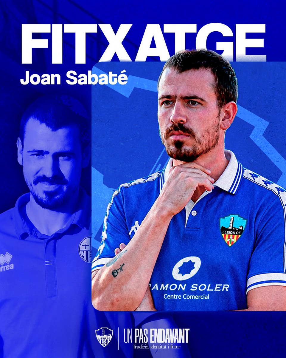 LleidaCF's tweet photo. ✍🏻 OFICIAL | Joan Sabaté, nou jugador del Lleida CF.

El Lleida CF incorpora Joan Sabaté a la plantilla de Roger Lamesa per a la temporada 2026/27.

🛡️ Defensa central, destaca pel seu lideratge sobre el terreny de joc, la seva interpretació del joc i la seva capacitat per iniciar la jugada des del darrere.

Format al futbol base de la UE Lleida, també va passar per les categories formatives de l'AEM i l'Atlètic Segre. En etapa sènior ha defensat els colors de l'Altorricón a la categoria Preferent Aragonesa, el Soses i, les darreres temporades, de l'Alpicat B, el club del seu poble.

💙 Ben tornat a casa, Joan!

#UnPasEndavant
