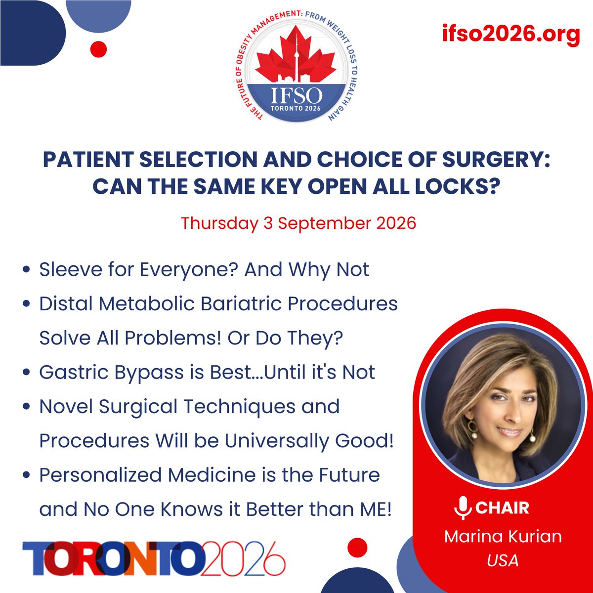 IfsoSecretariat's tweet photo. Discover the #IFSO2026 Sessions💫🌎
📅1-4 September 2026
📍Toronto, Canada 🇨🇦
🧠🔬
Register here 🔗 https://t.co/sDWrFYKqME
✨ See you in Toronto!
#IFSO2026TORONTO #IFSO #MBS https://t.co/v0iaLMOymB
