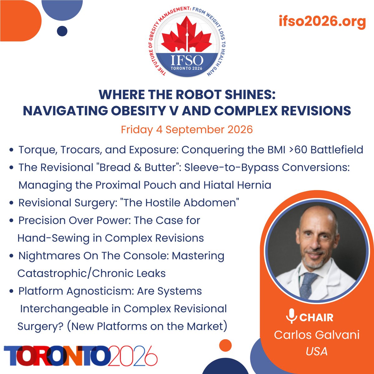 IfsoSecretariat's tweet photo. Discover the #IFSO2026 Sessions💫🌎
📅1-4 September 2026
📍Toronto, Canada 🇨🇦
🧠🔬
Register here 🔗 https://t.co/sDWrFYKqME
✨ See you in Toronto!
#IFSO2026TORONTO #IFSO #MBS https://t.co/v0iaLMOymB