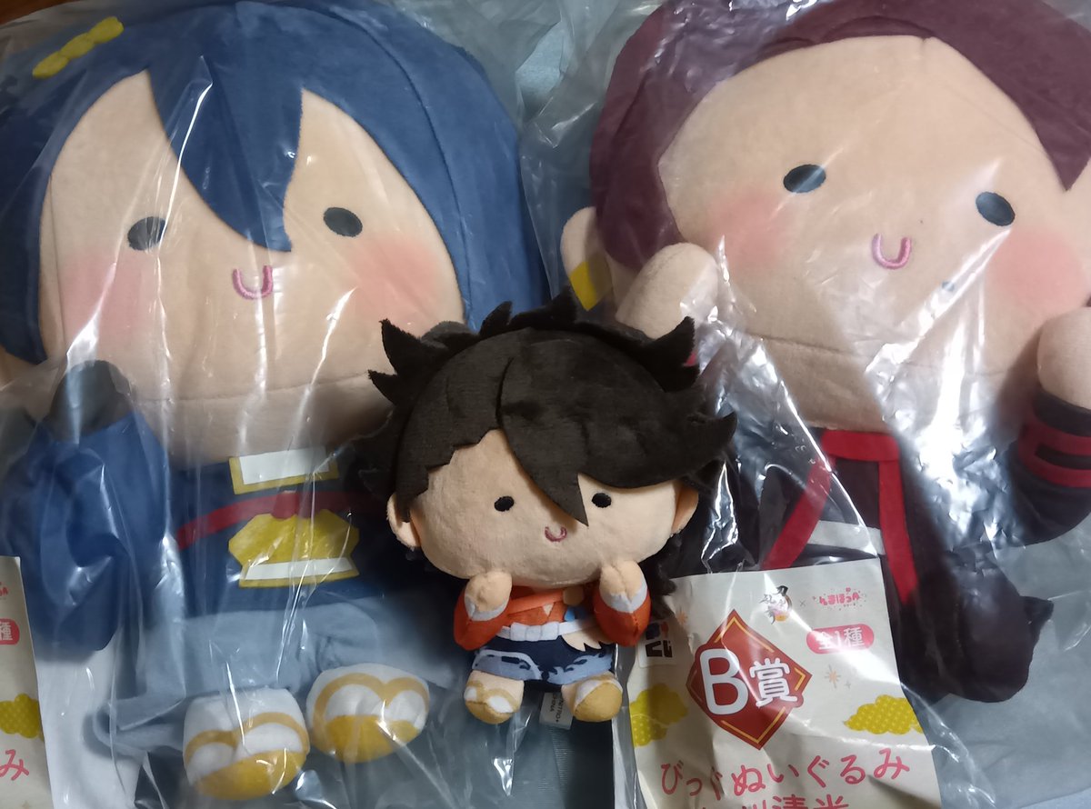 yanashigure's tweet photo. A賞B賞両方当たるとはΣ(ﾟДﾟ)
んまほっぺむっちゃんと比較したらめっちゃデカい…！！ https://t.co/zYh6dHg00E
