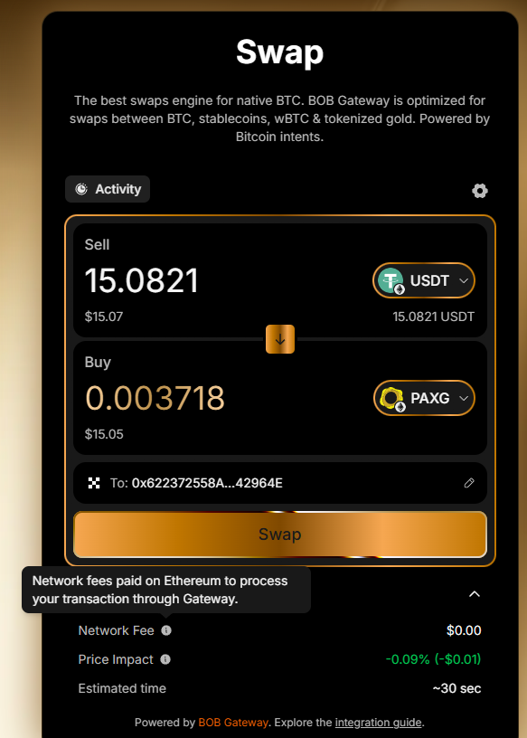 itzJiTss's tweet photo. ~ I forget to add that while making a transaction the network fee and fee (in details section while confirming transaction) is showing zero value but the actual values are different on blockchain explorer. 

The background while swapping through rwa assets is cool feature we hope to see more such of UI features.

@build_on_bob