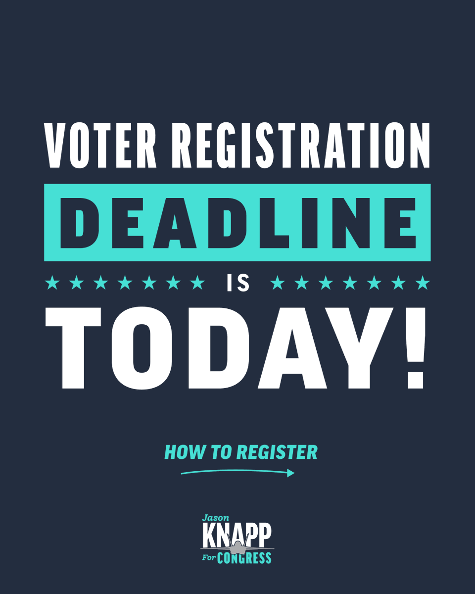 Knapp_4Congress's tweet photo. 🗳️ Today is the last day you can register or update your voting information and request an absentee ballot for the 2026 midterms in Virginia!  🗳️

#GOTV #Vote #midterm2026 #Virginia #grassroots https://t.co/11oCMzTQoY
