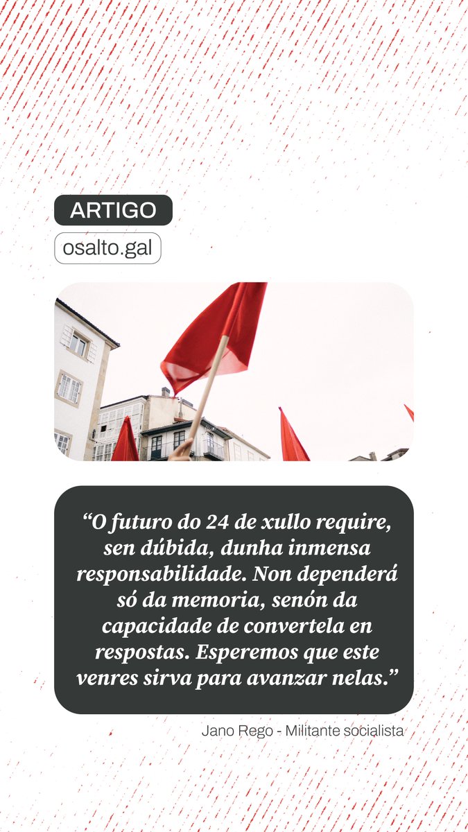 CMSocialista_'s tweet photo. 📰 | Nesta última semana fixemos públicos dous artigos nos que militantes socialistas reflexionan sobre a data do 24 de xullo, as aprendizaxes do pasado e as visións de futuro para o proxecto revolucionario.

⬇️⬇️ https://t.co/rb9JwLEl8v