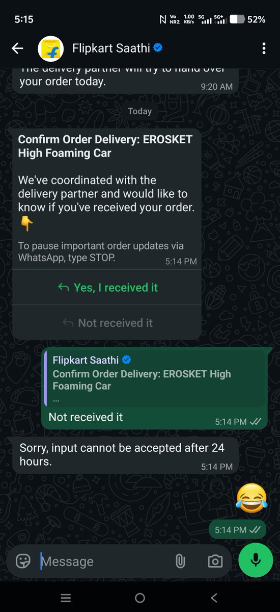 tanmayadds's tweet photo. Dear @flipkartsupport can you tell me how can to go 24 hrs in 1 second? https://t.co/deWow5IN5y