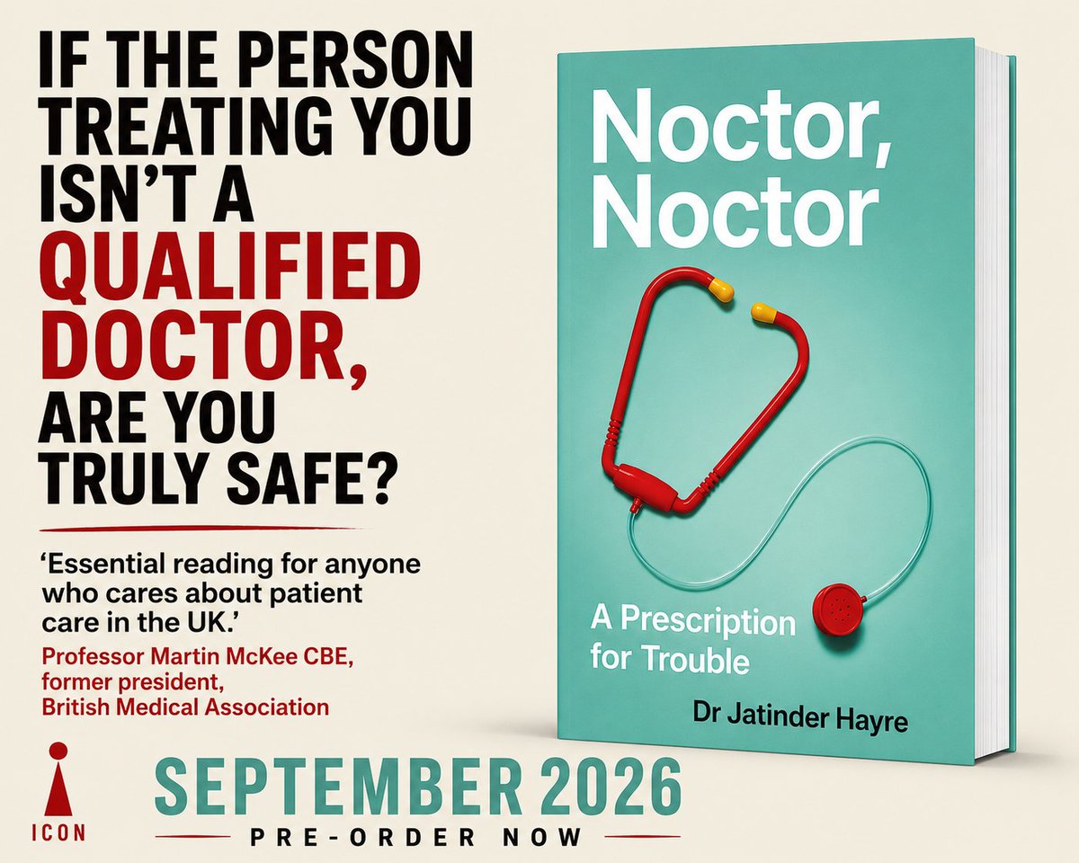 JatinderHayre_'s tweet photo. I’ve always been uncomfortable talking about my own experiences. But it’s too important to ignore how I was treated by NHS trusts after raising serious concerns about patient-safety from Noctors.

Those experiences culminated in this book.

Noctor, Noctor is my evidence-based account of how we got here, why so many are afraid to speak out, and what must change!

Pre-order: https://t.co/e6wMLW6HsW