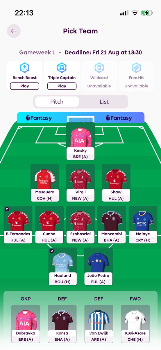 FPLJack4's tweet photo. @FPLMattW Most satisfied i have ever felt for a first draft. https://t.co/8kiUixYXS9