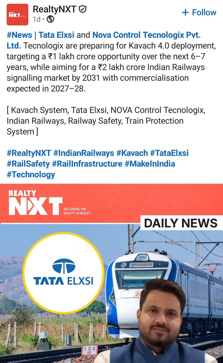 KYourhope57689's tweet photo. Kavach + Signaling is huge market in coming 6-7 years in India. Almost 1+2, 3 lakh crore TAM. 

Choose the right player and ride. https://t.co/d0EJ56Q7la
