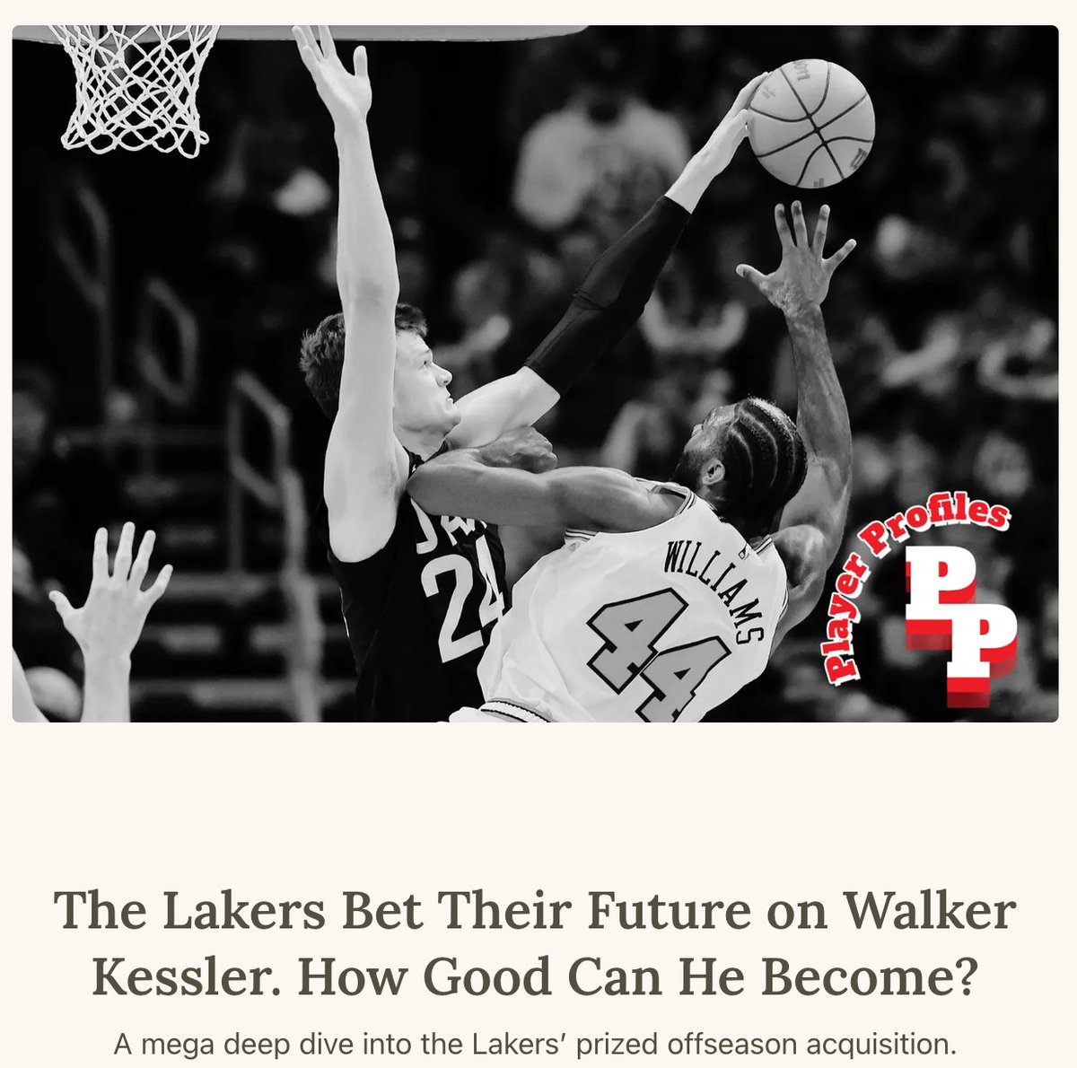 iztok_franko's tweet photo. Walker Kessler is the Lakers’ most fascinating wild card.

So I wrote my longest player deep dive ever: 3,500 words, 15 full games, tons of data points, and one huge question👇
https://t.co/By4MbMRqBK https://t.co/YfsXDhSk7Y