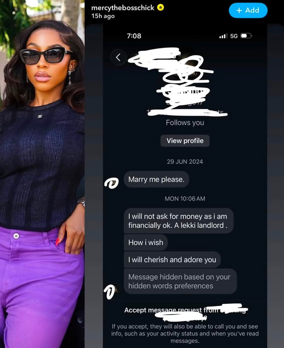 yabaleftonline's tweet photo. BBNaija star Mercy Eke shares DMs from men wanting to marry her after opening up about her four-year relationship without marriage. https://t.co/oyvtPPYiDL