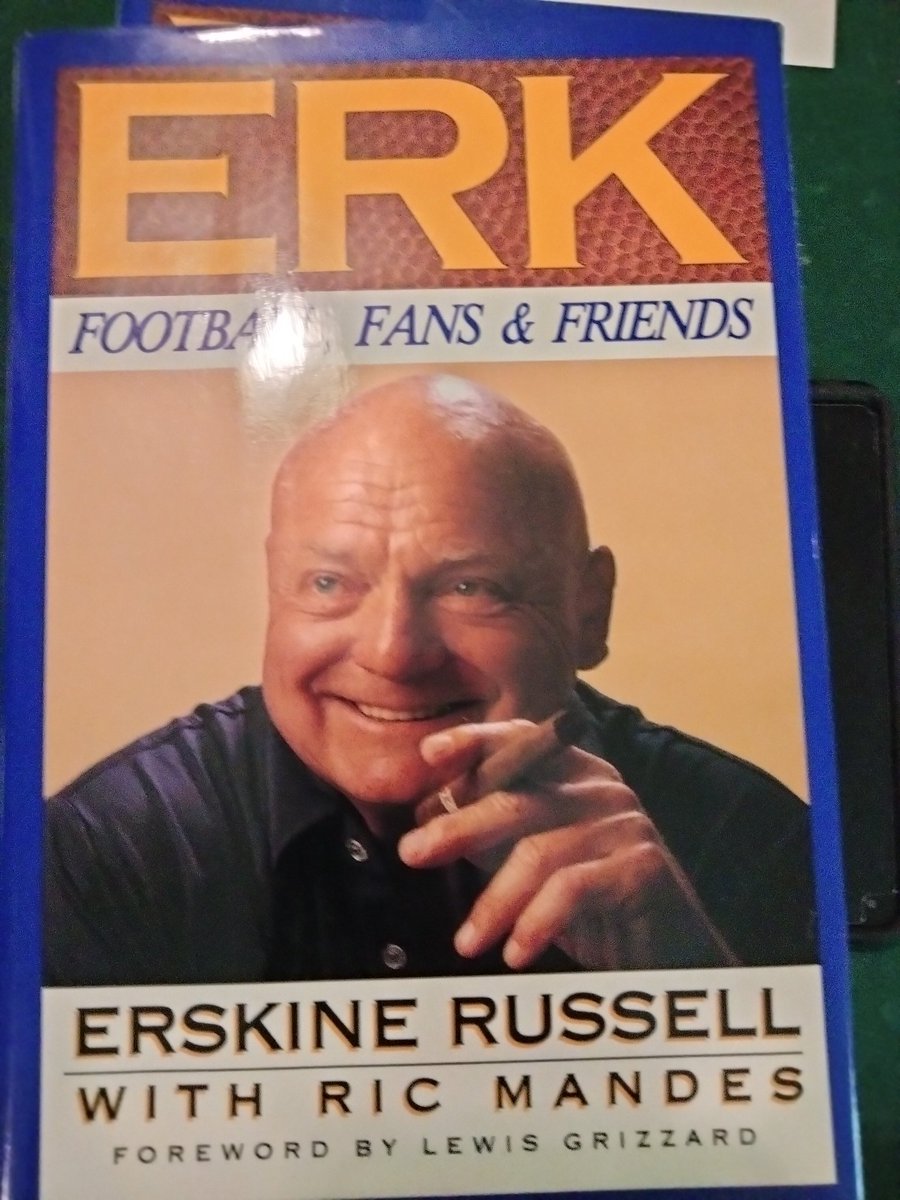 Axemen11's tweet photo. @WHDPodcast @NFFNetwork The note from Erk inside some of his books is classic Erk Russell! Put this legend into the Hall of fame. @cfbhall https://t.co/x0TzgfjwKa