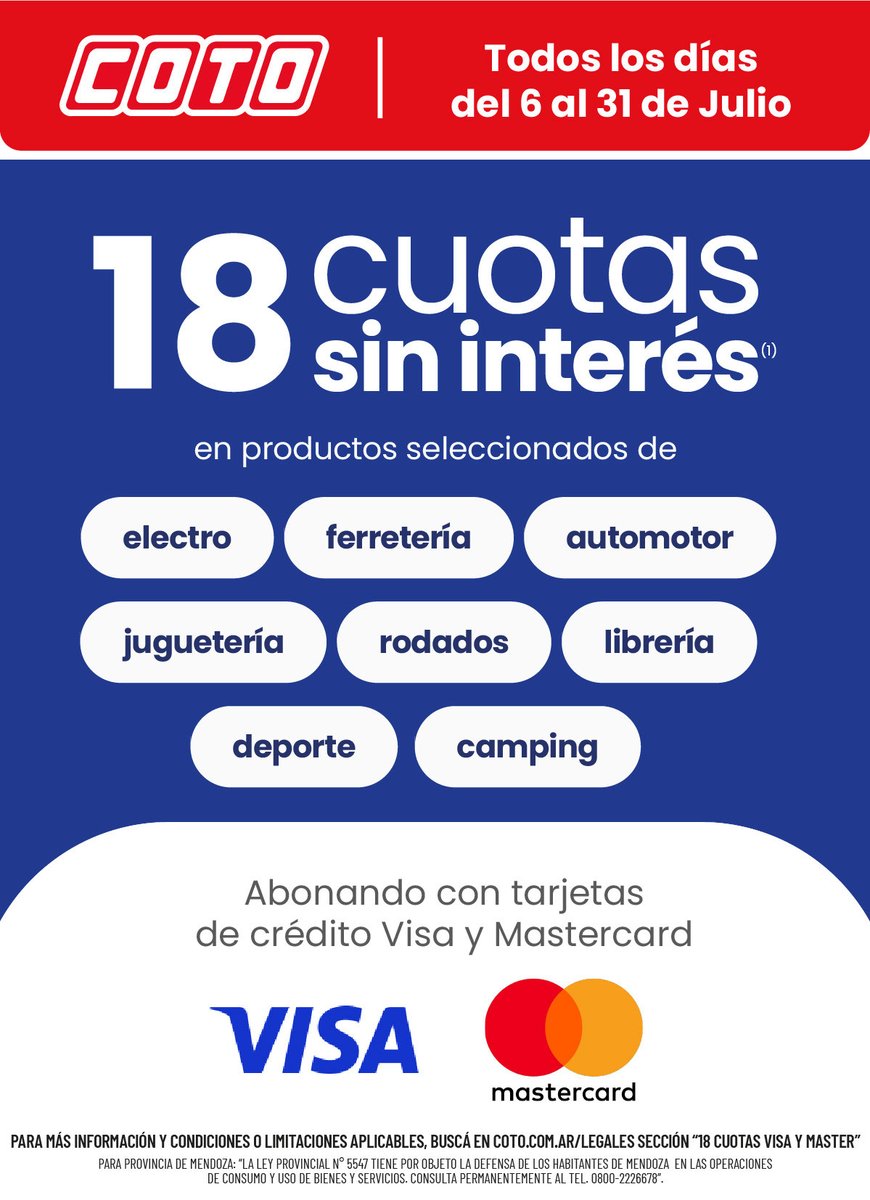Coto_Ar's tweet photo. ¡Comprá hasta en 18 cuotas sin interés con tu banco! 🙌

Conocé todas las ofertas 👉 https://t.co/lGKEeBaf98 https://t.co/6KJV7pDK72