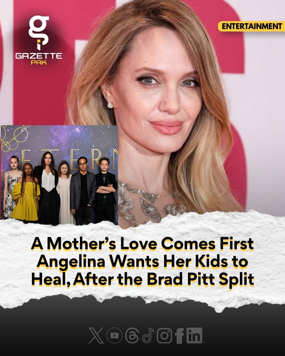 GazettePak's tweet photo. Angelina Jolie Is Putting Her Children’s Healing First
AngelinaJolie #BradPitt #JoliePitt #Hollywood #CelebrityNews #EntertainmentNews https://t.co/aQGGX9au6R