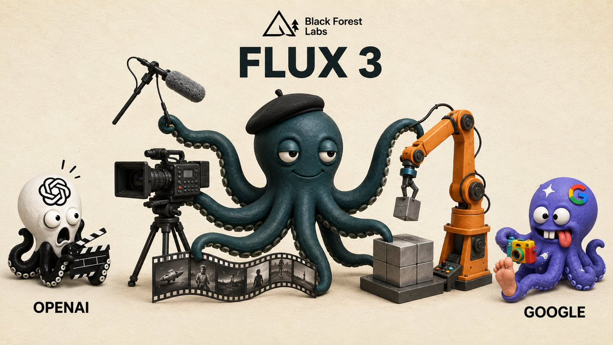 penguin00_dev's tweet photo. Soraのライバルが増えた、ではない。

もっと怖い。

最新のFLUX 3は、
映像と音声を同時に作るだけでなく、
同じAIをロボットの動作にも使い始めている。

つまり、

「動画を作るAI」と
「現実世界で動くAI」が
同じ脳になりつつある。

昨日まで絵師。
今日は映画監督。
明日は工場勤務。

この成長速度、さすがに転職しすぎ。

便利だと思う？
それとも少し怖い？