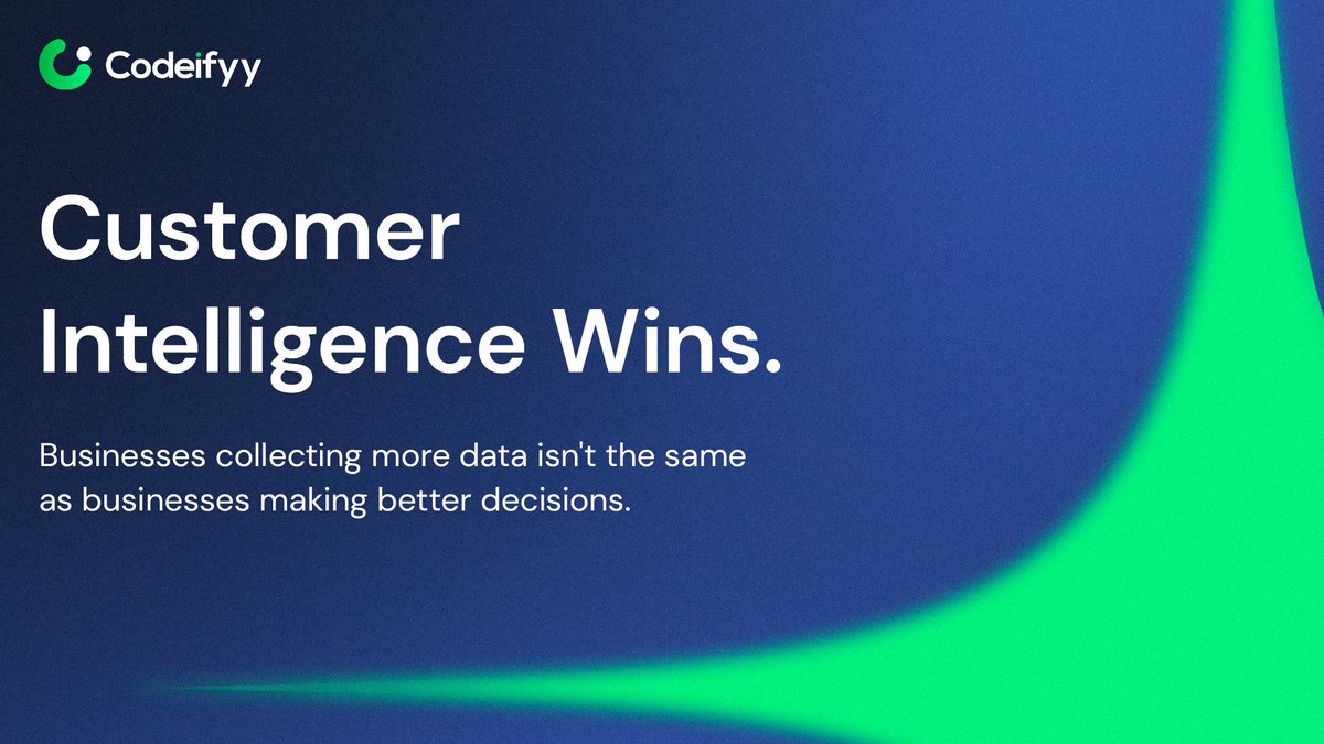 Codeifyy's tweet photo. The future isn't built on more customer data.

It's built on better customer intelligence.

Connected decisions create connected businesses.

#crm #customerintelligence #digitaltransformation #saas #codeifyy https://t.co/QGwrrbr0X0