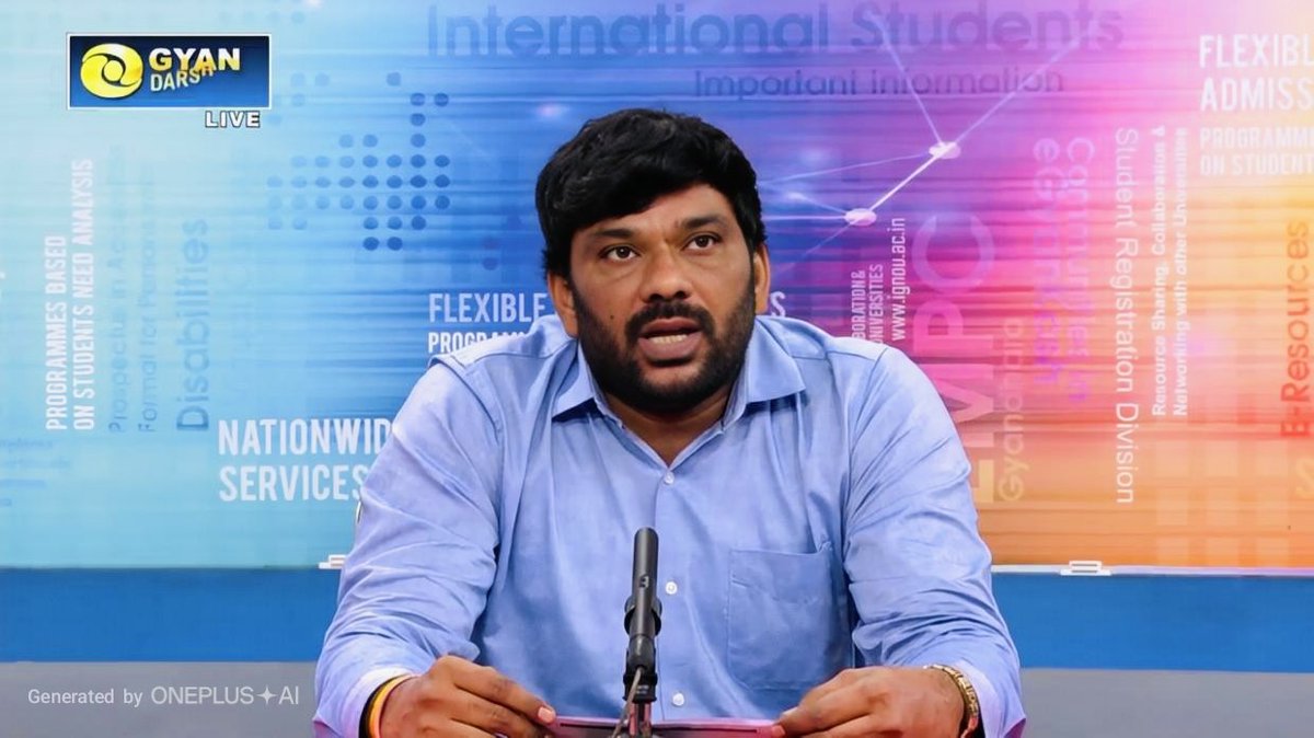 SreesailamU's tweet photo. Today, a live teleconference session was broadcast on the #Gyan_Darshan Channel, featuring Dr. Anish Chakravarty Sir, Assistant Professor, BML Munjal University, who delivered an expert lecture on the topic “Philosophy of Spinoza" at IGNOU, New Delhi. https://t.co/SdSPFuoy03