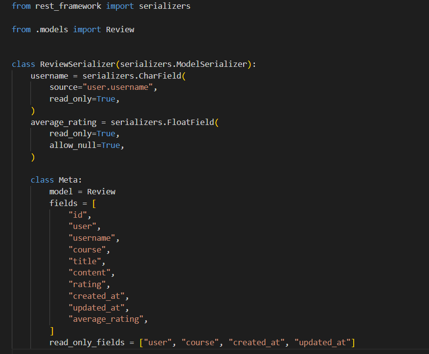 acharyautsab7's tweet photo. #LSPPDay54

Continued building the Learning Platform API.

Built the review system with ratings, validation, owner-only updates, average course ratings and optimized queries.

GitHub Repo: https://t.co/ZkcvcsaJmh

@lftechnology
#60DaysOfLearning2026 #LearningWithLeapfrog https://t.co/eTsgqUStXq