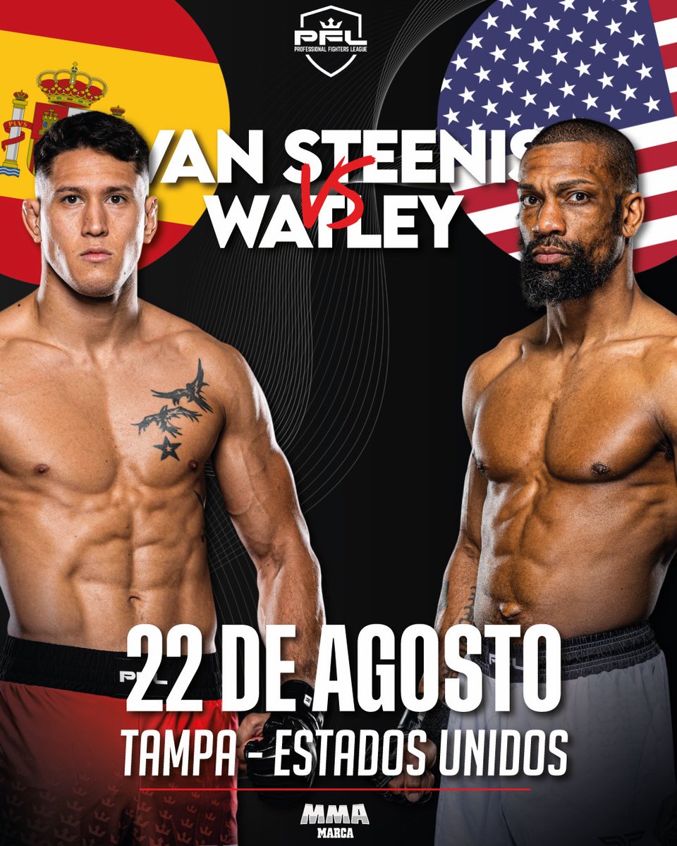 pelunaton's tweet photo. 🚨BREAKING NEWS🚨

🇪🇸🇳🇱Gino van Steenis (8-2) se enfrentará a Robert Watley (16-4) el próximo 22 de agosto en Tampa (Florida)  

Gino peleará contra todo un veterano que fue campeón en Cage Fury y LFA

(vía IG MARCA MMA)  

#PFLTampa #MMASpain