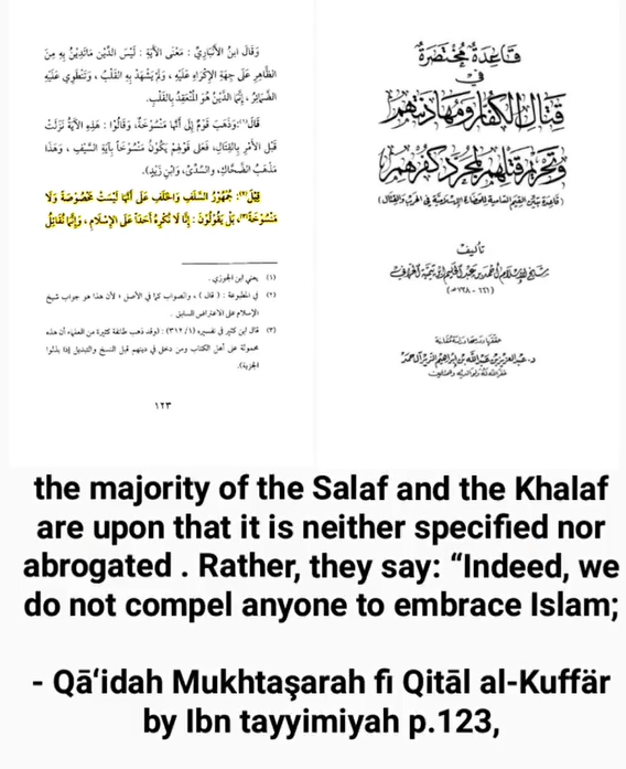 KEmbambe's tweet photo. Pathetic liar. Ibn Kathir starts with the title "Fighting Those Who Fight You." Then he writes exactly what you can see in this screenshot: only fight those who fight the Muslims. And verses 109:6 and 2:256 aren't even abrogated. Also read 60:8 https://t.co/qvlq7K0lDM