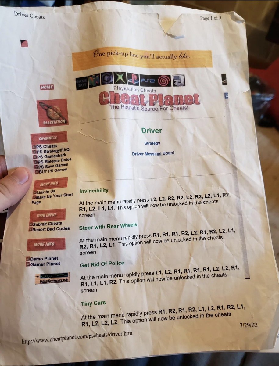 VideoGameHstry's tweet photo. When you had to print out cheat codes in the 2000s https://t.co/sb6TUVsrEc