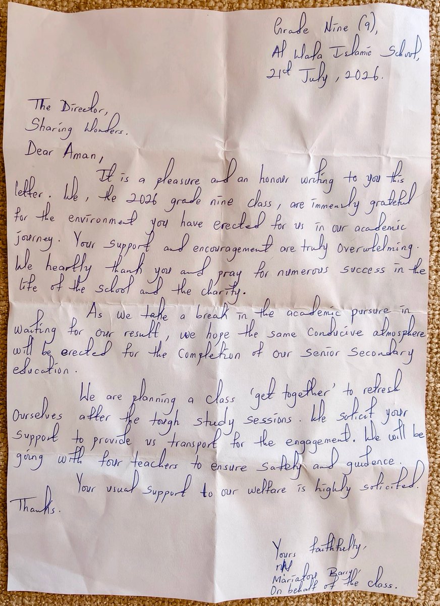 SharingWonders's tweet photo. These Grade 9 students at Al Wafa Islamic School worked and saved to help fund their end-of-year celebration. Their effort shows what education builds: confidence, responsibility and ambition. Help more children succeed: [https://t.co/e0xPdwZeEn](https://t.co/e0xPdwZeEn) https://t.co/HXDvTTEfQx