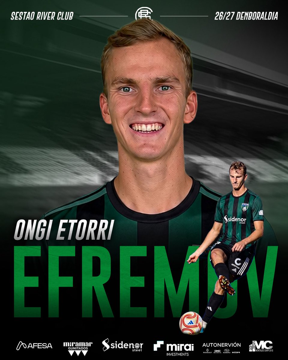 SestaoRC's tweet photo. 𝗖𝗢𝗠𝗨𝗡𝗜𝗖𝗔𝗗𝗢 𝗢𝗙𝗜𝗖𝗜𝗔𝗟 |  Anton Efremov 

El Sestao River Club ha llegado a un acuerdo con Anton Efremov para que el central regrese a Las Llanas hasta el final de la próxima temporada.

Anton Artyomovich Efremov (Nizni Nóvgorod, Rusia, 11 de junio de 2003) procede del CA Osasuna Promesas. En la temporada 2024/25 vistió nuestros colores, disputando 36 partidos.

Anton, estamos encantados de volver a tenerte con nosotros. Добро пожаловать в Сестао!

#GoazenRiver