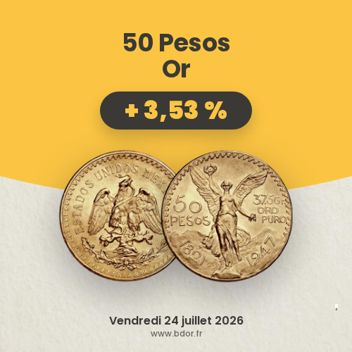 AgenceBdor's tweet photo. 📉 Cours du #GOLD | 24/07  
➡️ Le lingot d’#or recule à 112 500 €
👉 L’or reste sous 4 100 $, entre baisse indienne et tensions Iran–USA

📈 En hausse :
• Souverain Or : +4,57 %
• 50 Pesos Or : +3,53 %

🔗 https://t.co/iNDbRgXyfw #BDOR #or https://t.co/YSXihPRuap
