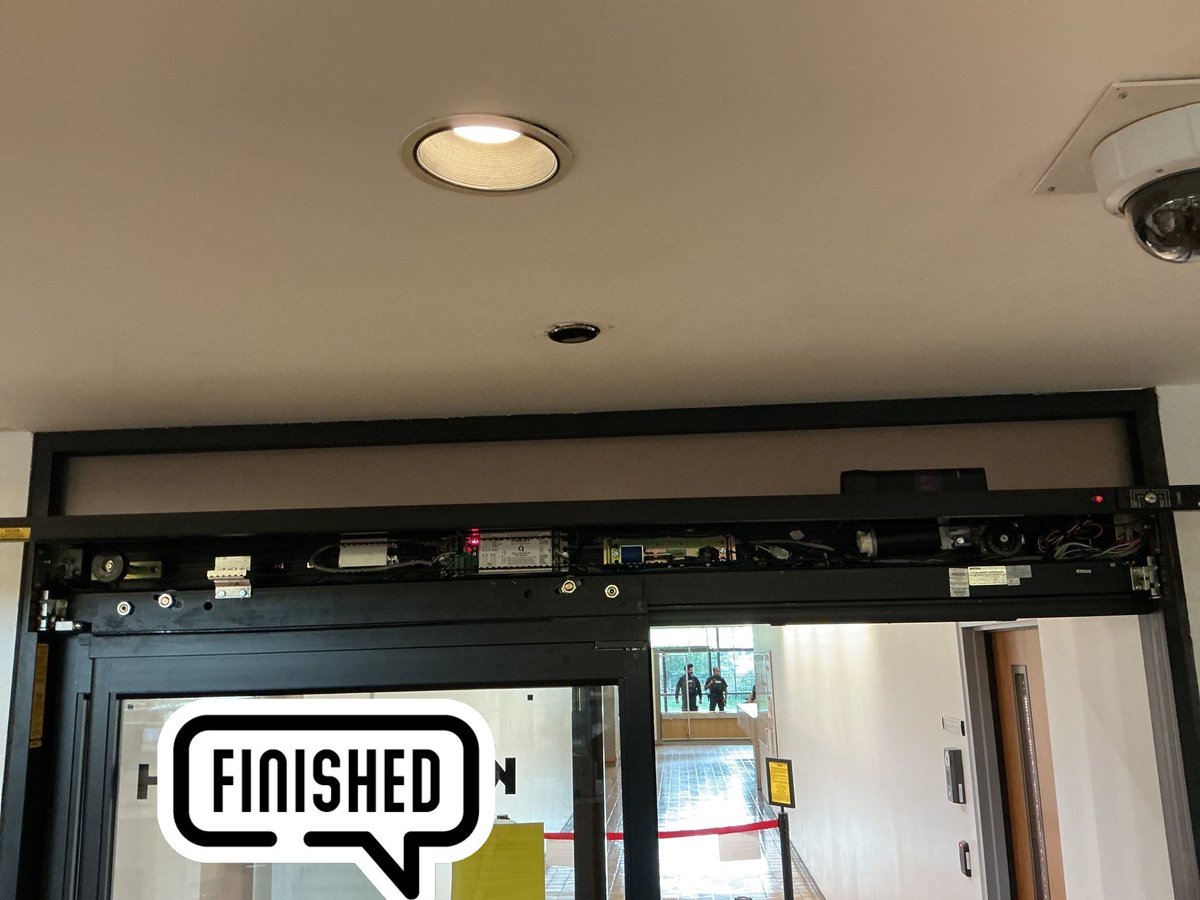 SHARCDoors's tweet photo. Two Stanley automatic sliding door systems modernized in Edmonton using genuine Stanley Allegion Access OEM components. New iQ Controllers, solenoid locks, safety sensors, drive assemblies, and optimized access control integration restored reliable operation. #yeg #edmonton https://t.co/DK9oJpJJkS